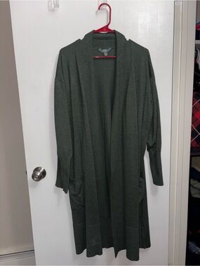 Terra & Sky Olive Green Longline Open Cardigan